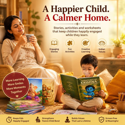 Mythology Books Combo for kids (Krishna, Ganesha, Hanuman) + FREE coloring book + worksheet books
