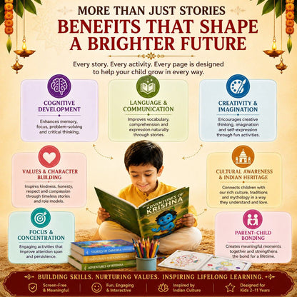 Mythology Books Combo for kids (Krishna, Ganesha, Hanuman) + FREE coloring book + worksheet books