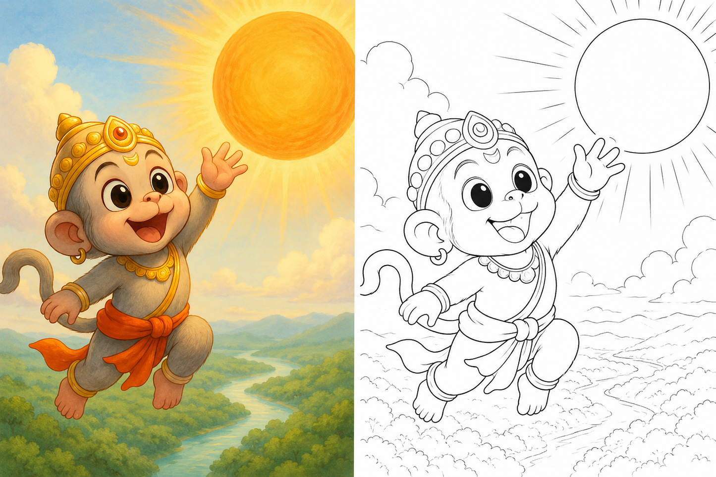 Mythology Books Combo for kids (Krishna, Ganesha, Hanuman) + FREE coloring book + worksheet books