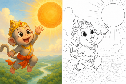Mythology Books Combo for kids (Krishna, Ganesha, Hanuman) + FREE coloring book + worksheet books