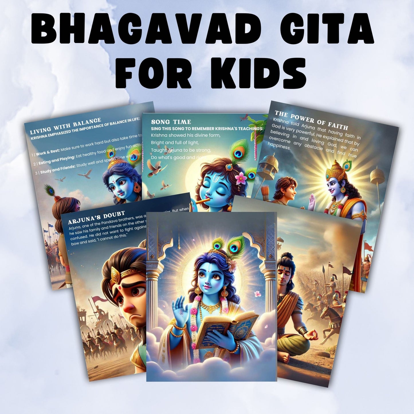 Bhagavad Gita for Kids with FREE COLORING BOOK & FREE WALL ART